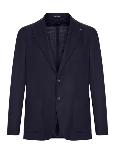 Tagliatore Brooch-detail Single-breasted Blazer In Blue