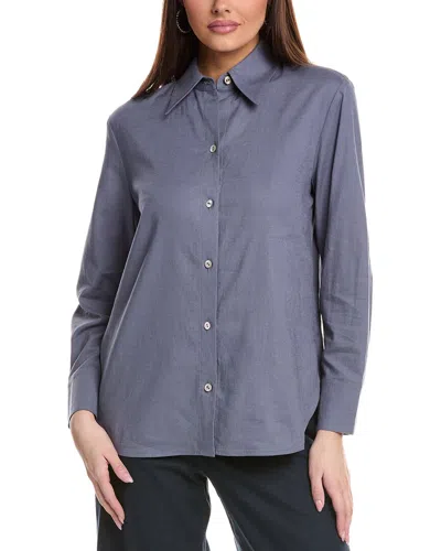 Vince Relaxed Fit Linen Blend Button-up Shirt In Blue