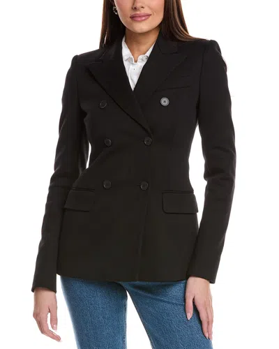 Sportmax Double-breasted Brown Wool Jacket In Black