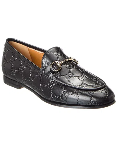 Gucci Jordaan Embossed Leather Loafers In Black