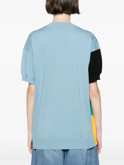 Plan C Colour-block Knitted Top In Blue