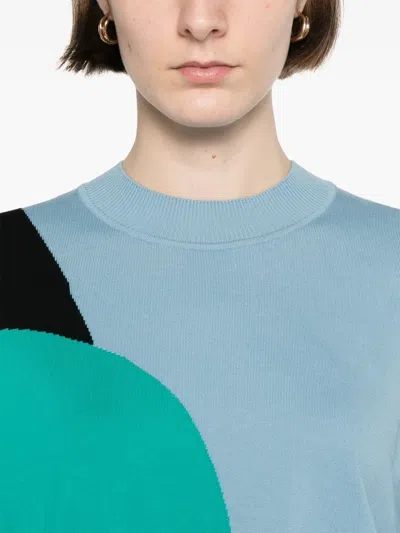 Plan C Colour-block Knitted Top In Blue