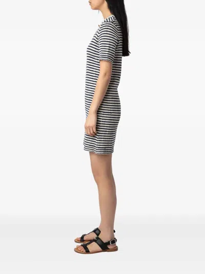 Zadig & Voltaire Womens Encre Tahoe Stripe Cotton-blend Knitted Mini Dress Xs In Neutrals
