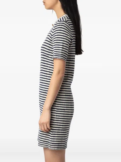 Zadig & Voltaire Womens Encre Tahoe Stripe Cotton-blend Knitted Mini Dress Xs In Neutrals