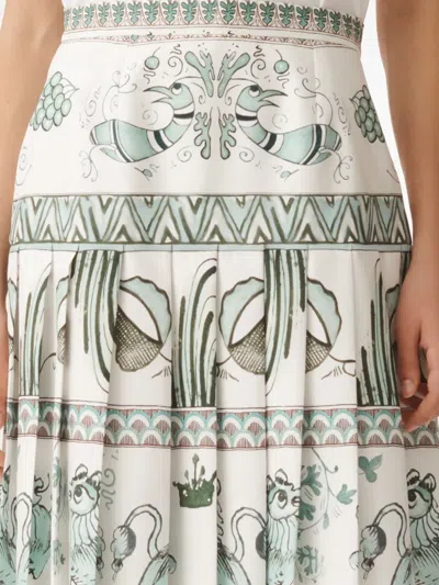 Fabiana Filippi A-line High-waisted Pleated Printed Midi Skirt In White