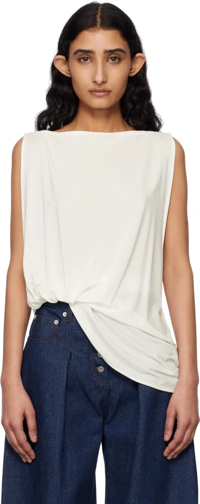 Jacquemus Haut Peplo Gathered Jersey Tank In White