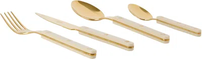 Sabre Gold & Beige Bistrot Solid Flatware Set, 4 Pcs In Khaki