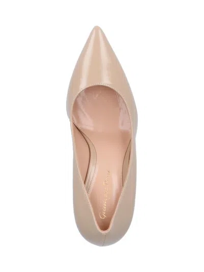 Gianvito Rossi Pointed Toe Patent Finish High Heel In Beige