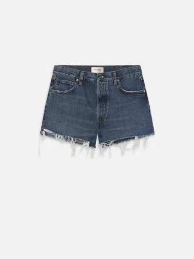 Frame Looped Five-pocket Frayed Hem Short In Blue