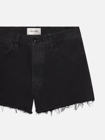 Frame Dare High Waist Denim Cutoff Shorts In Forbidden In Black