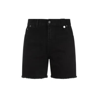 Egonlab Black Stonewashed Cotton Denim Shorts In Black