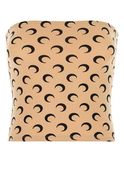 Marine Serre Beige Recycled Moon Jersey Second Skin Tube Top In Multi