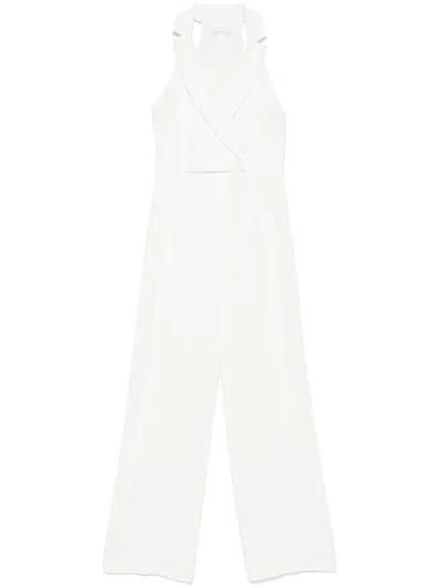 Patrizia Pepe Fitted Polyester Suit With Sharp Lapels And Tailored Silhouette In White