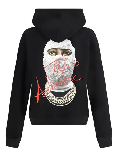 Ih Nom Uh Nit Black Cotton Sweatshirt With Printed Front Logo In Black