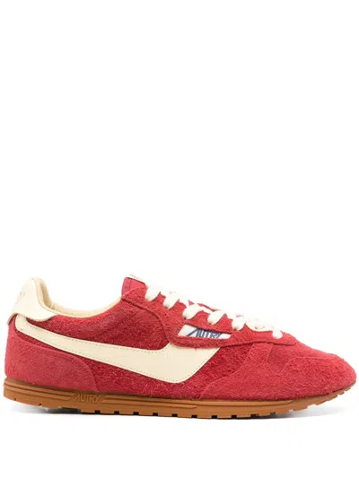 Autry Windspin Low Woman Suede Leather Sneakers In Red