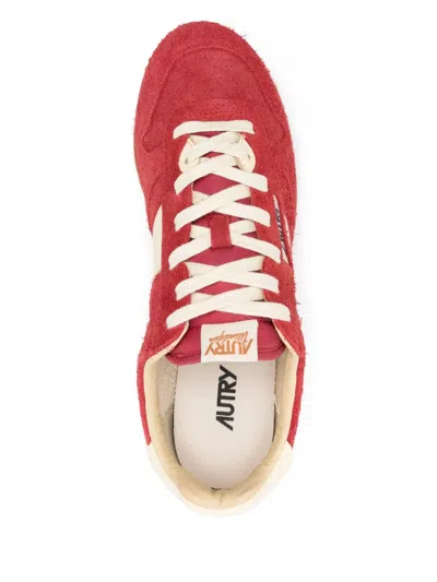 Autry Windspin Low Woman Suede Leather Sneakers In Red