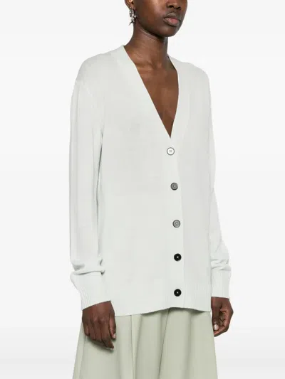 Jil Sander Logo-embroidered Cardigan In Green