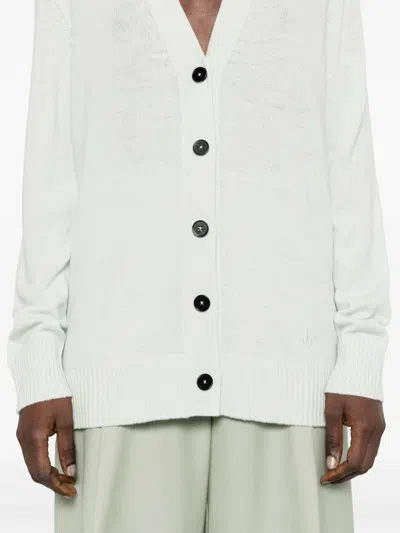 Jil Sander Logo-embroidered Cardigan In Green