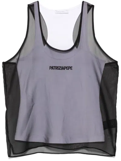 Patrizia Pepe Double-layer Top In Black