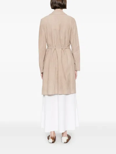 Herno Suede Coat In Neutrals