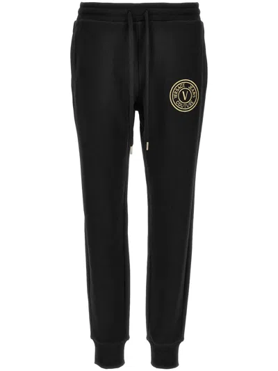 Versace Jeans Couture Trousers With Embroidered Logo And Comfortable Fit In Black