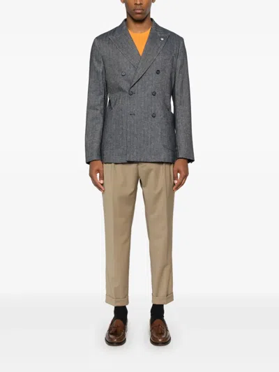 Manuel Ritz Double-breasted Blazer In Blue