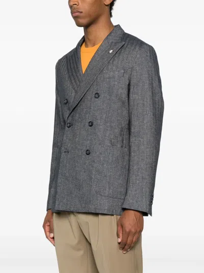 Manuel Ritz Double-breasted Blazer In Blue