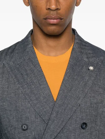 Manuel Ritz Double-breasted Blazer In Blue