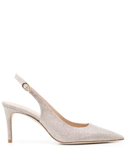 Stuart Weitzman Stuart Power Lsgbk 7 Pumps In Gold Leather In Silver