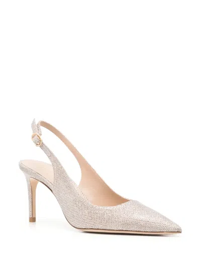 Stuart Weitzman Stuart Power Lsgbk 7 Pumps In Gold Leather In Silver