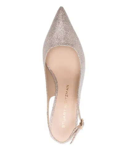 Stuart Weitzman Stuart Power Lsgbk 7 Pumps In Gold Leather In Silver
