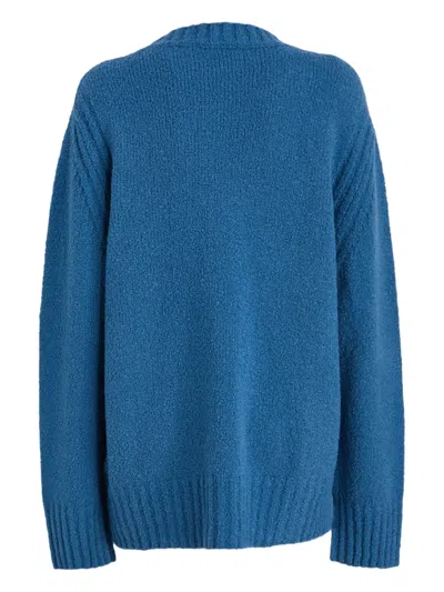 Del Core Oversized Wool Blend Crewneck Sweater In Blue