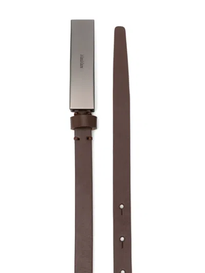 Max Mara Adjustable Belt With Rectangular Buckle Design In Brown