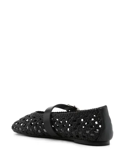 Stuart Weitzman Buckle Detail Flat Sole Round Toe Ballerina Shoes In Black