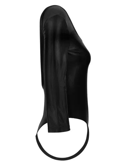 Versace Jeans Couture Bodysuit With Scoop Neckline And Three-quarter Sleeves In Black