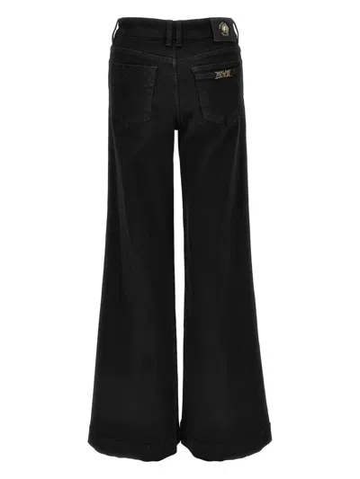 Versace Jeans Couture Flare Fit Beaded Embroidered Trousers In Black