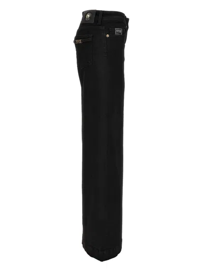 Versace Jeans Couture Flare Fit Beaded Embroidered Trousers In Black