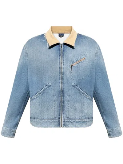 Maison Margiela Cotton Denim Workwear Zip Jacket In Blue