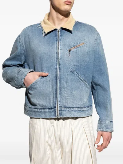 Maison Margiela Cotton Denim Workwear Zip Jacket In Blue