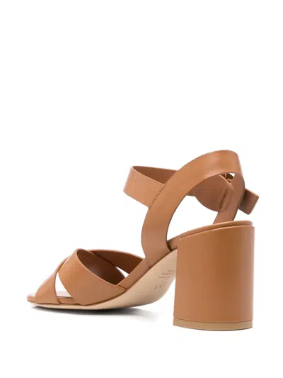 Stuart Weitzman 'benni Block' Brown Heeled Sandal With Open Toe And Ankle Strap In Brown