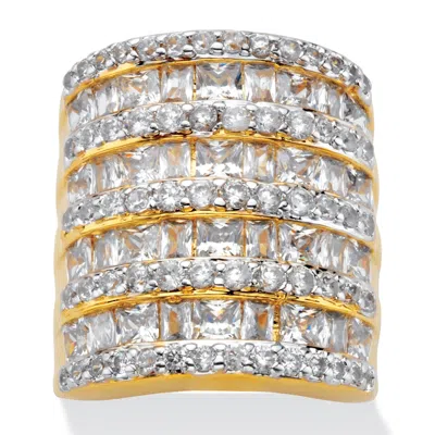Palm Beach Jewelry 6.26 Tcw Baguette And Round Cubic Zirconia Gold-plated Channel Ring In White