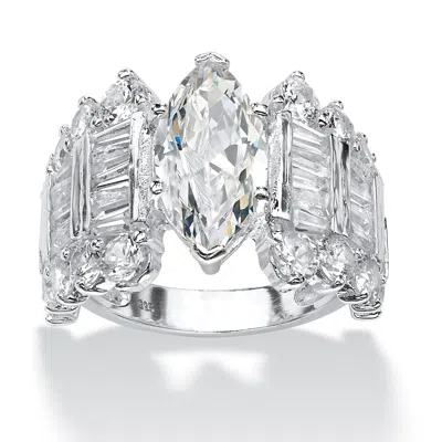 Palm Beach Jewelry 6.55 Tcw Marquise-cut Cubic Zirconia Ring In .925 Sterling Silver In White