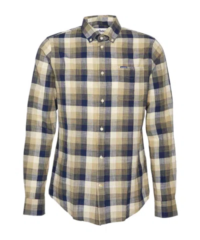 Barbour Check Pattern Tailored Shirt With Chest Pocket In Nude