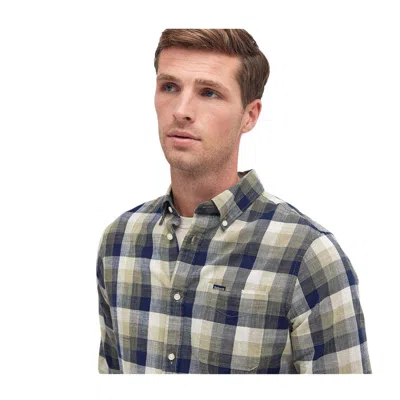 Barbour Check Pattern Tailored Shirt With Chest Pocket In Nude