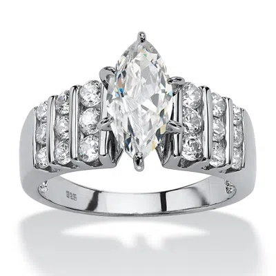 Palm Beach Jewelry 2.85 Cttw Marquise Cut Cubic Zirconia Ring Platinum Plated .925 Sterling Silver In White