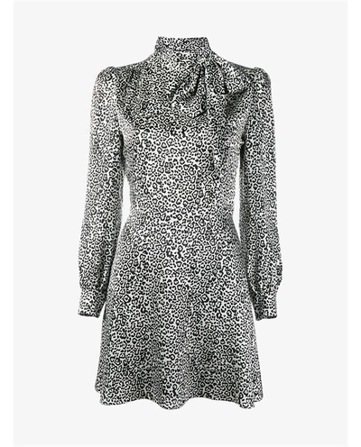 Shop Saint Laurent Leopard Print Silk Dress