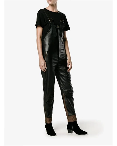 Shop Chloé Leather Biker Dungarees