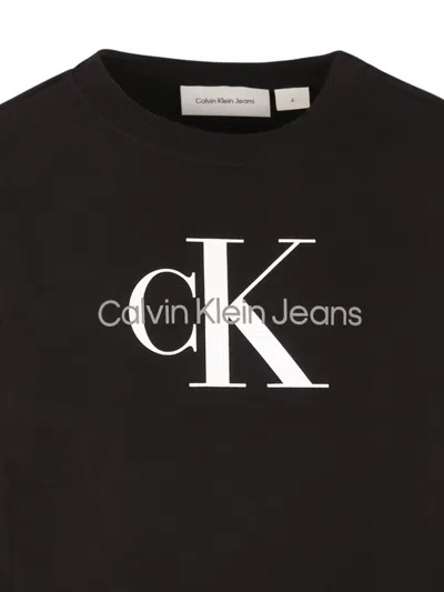 Calvin Klein Black Sweatshirt For Kids With Logo In Black
