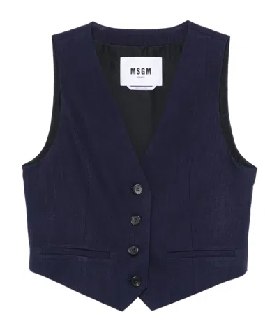 Msgm Slub-texture Waistcoat In Black