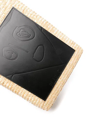 Plan C Straw Medium Shopper In Black